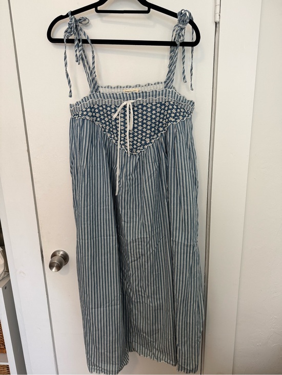 Saint Geraldine Dresses & Skirts - Blue Stripe Midi Sundress with Smocked Bodice